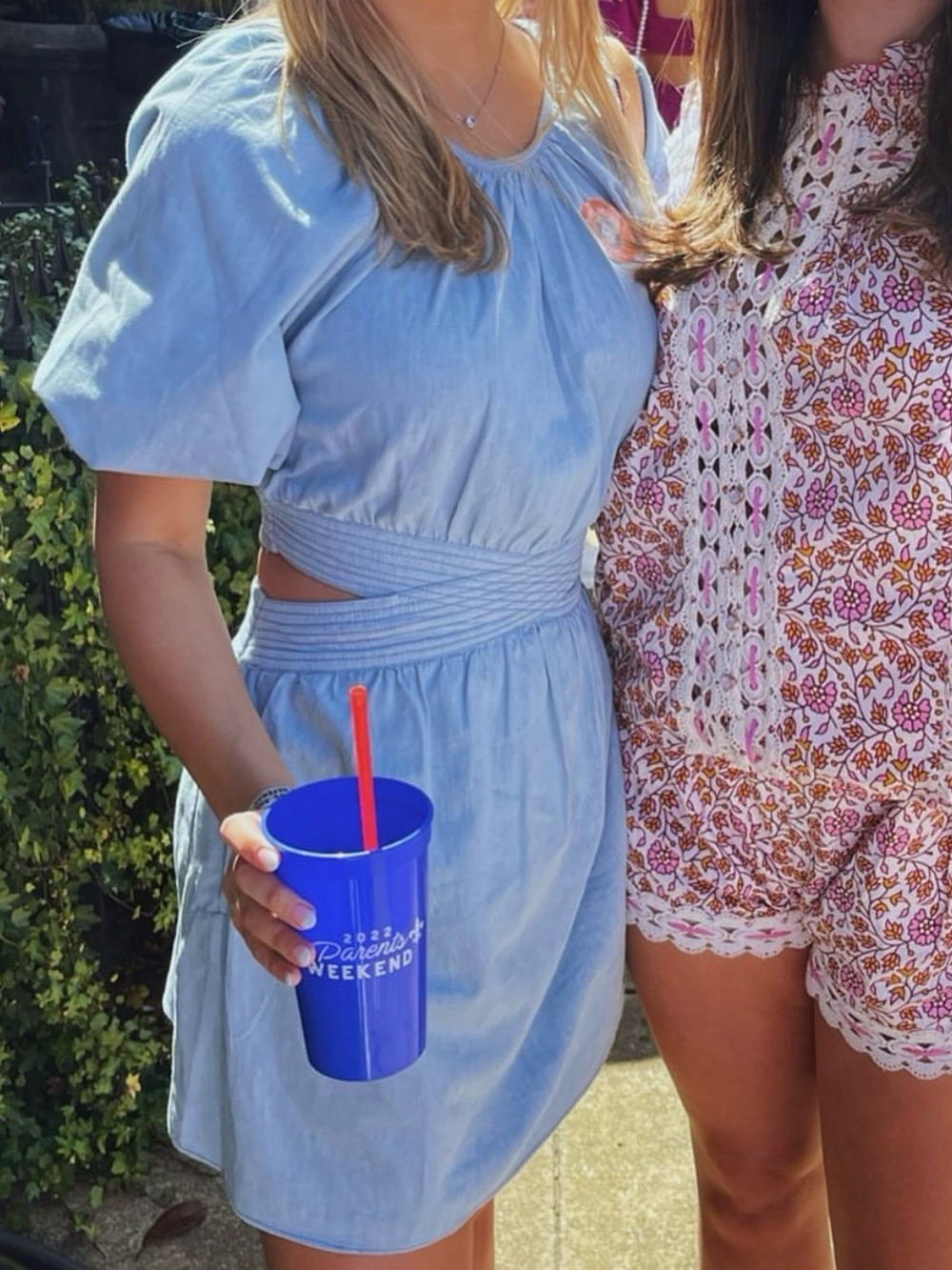 Anthropologie Light Blue Cutout Waist Mini Dress